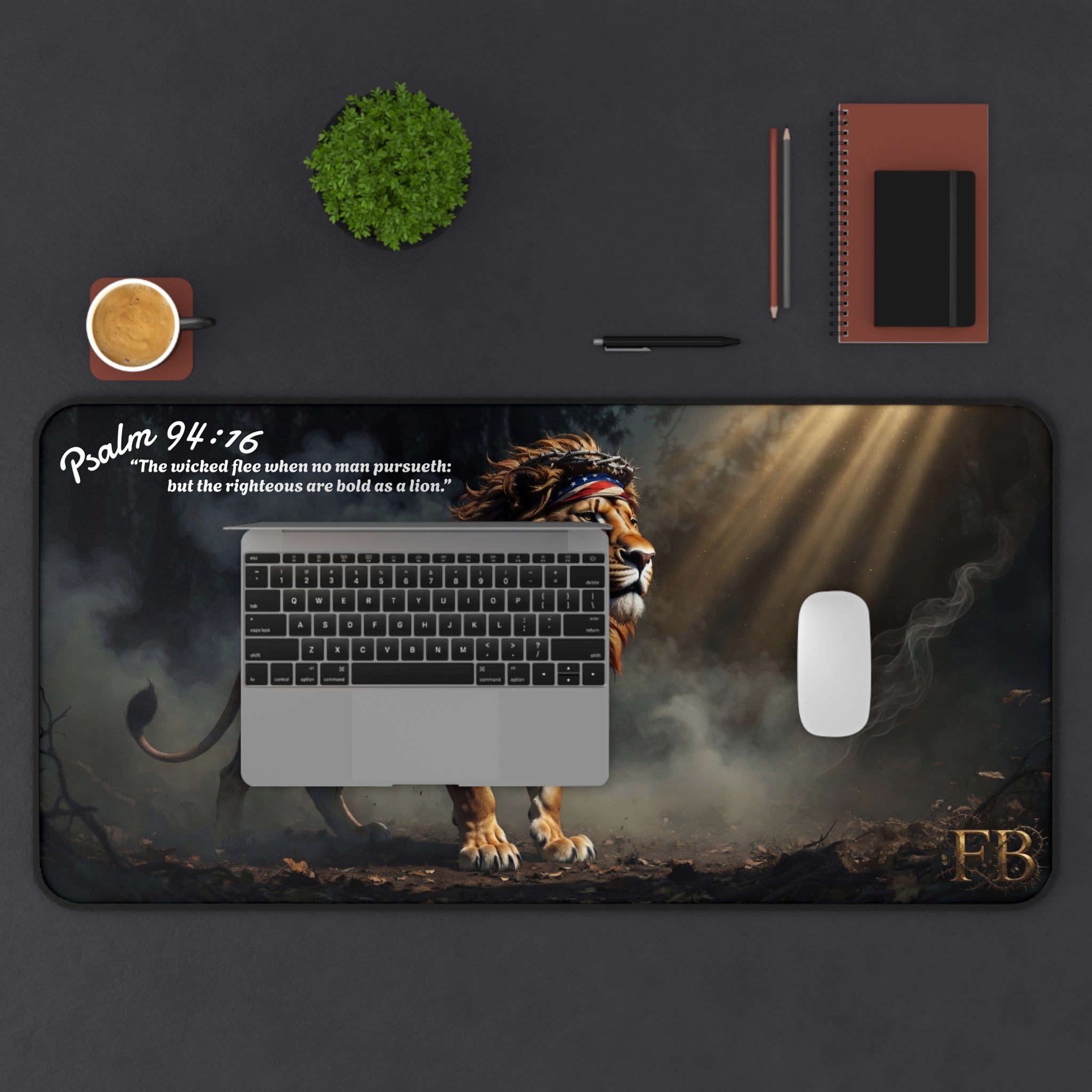Premium Desk Mat • Majestic Patriotic Lion Mouse Pad for Office & Gaming