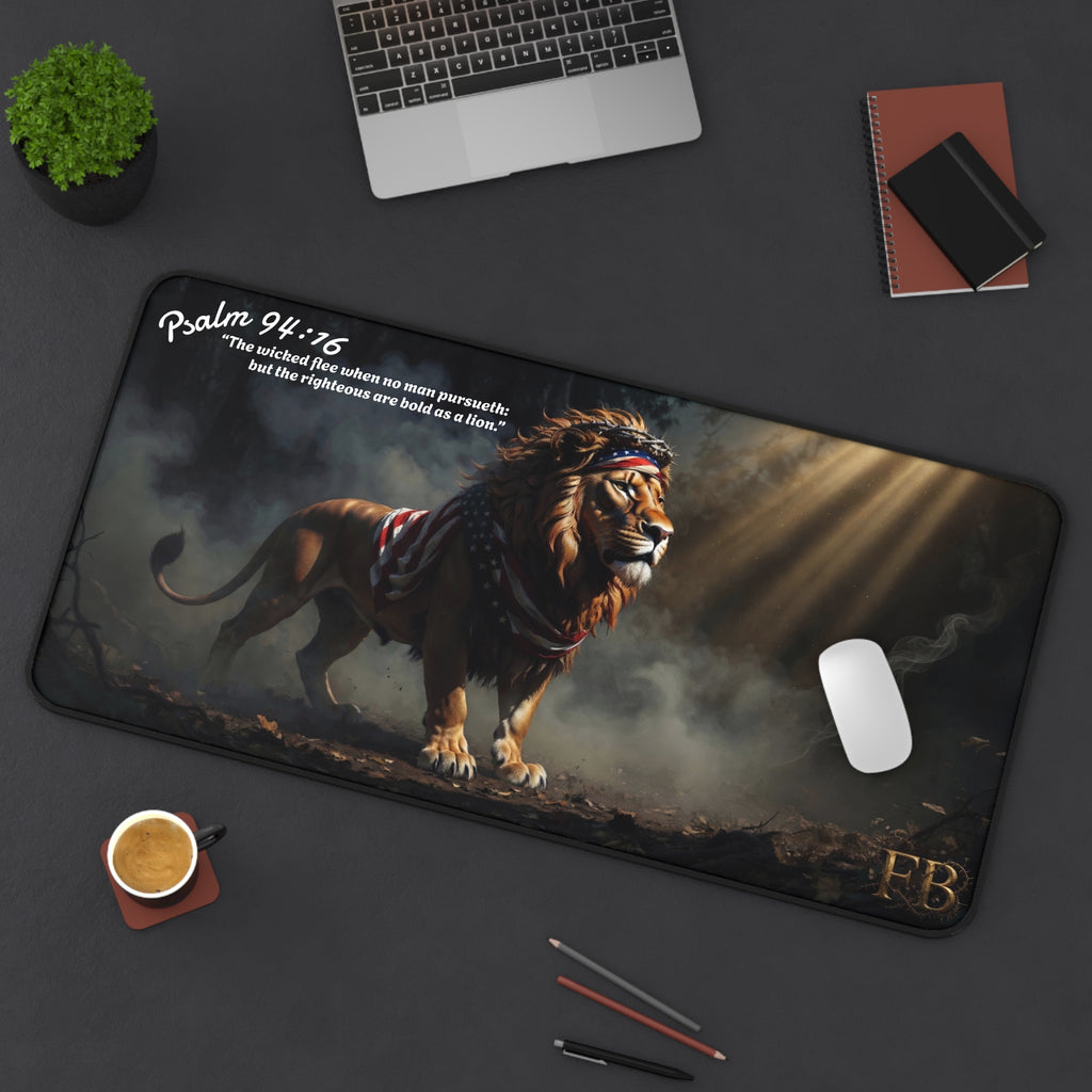 Premium Desk Mat • Majestic Patriotic Lion Mouse Pad for Office & Gaming